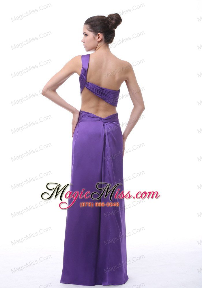 wholesale one shoulder high slit purple chiffon floor-length ruch 2013 prom / evening dress