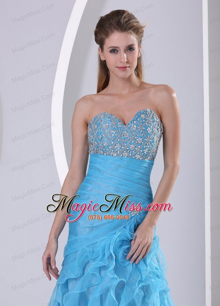 wholesale ruffles baby blue sweetheart beading and ruch 2013 prom dress party style