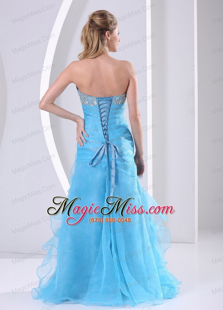 wholesale ruffles baby blue sweetheart beading and ruch 2013 prom dress party style