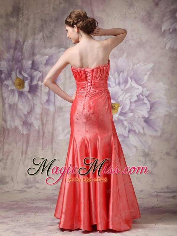 wholesale elegant coral red column sweetheart prom / evening dress taffeta beading