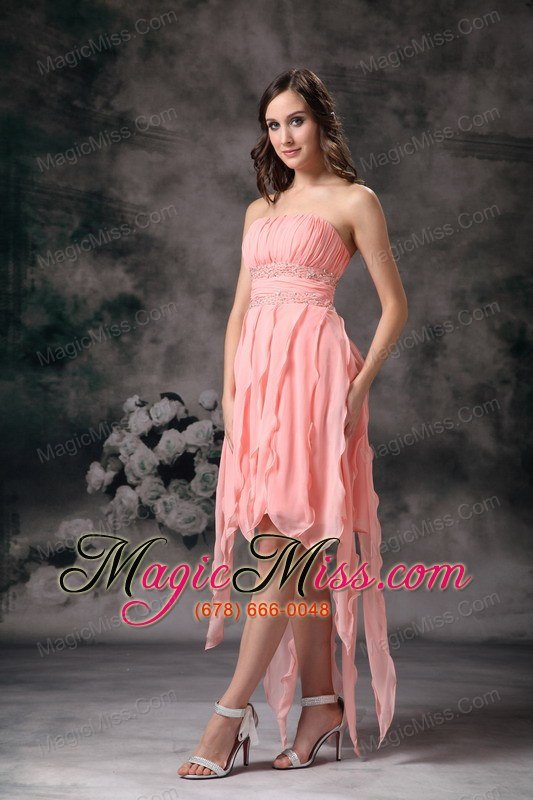 wholesale perfect peach knee-length short prom dress strapless chiffon