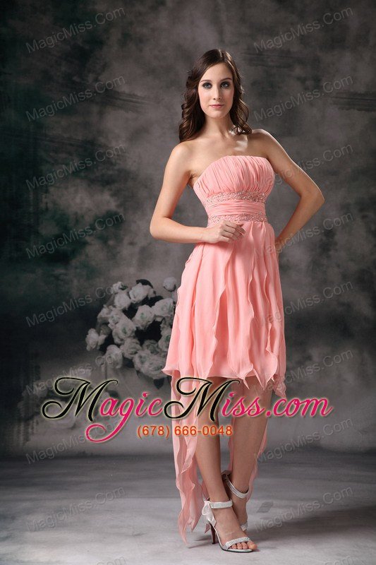 wholesale perfect peach knee-length short prom dress strapless chiffon