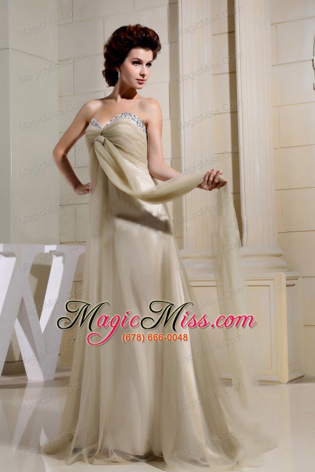 wholesale champagne beading and ruch decorate prom dress
