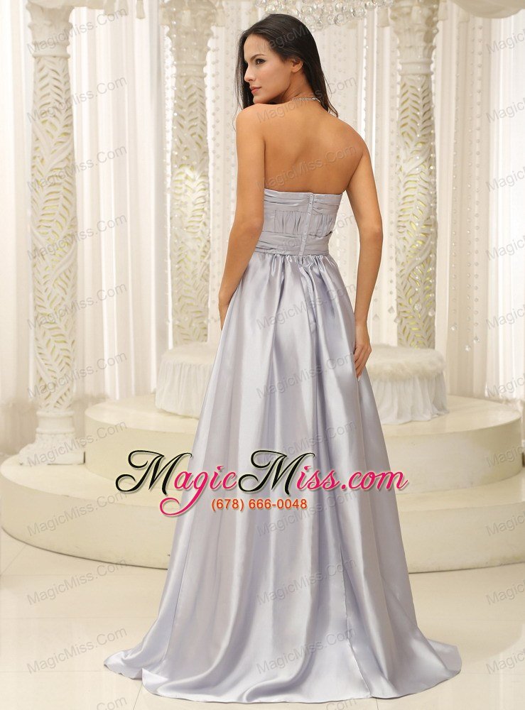 wholesale sliver prom dress elegant with strapless ruched bodice for military ball