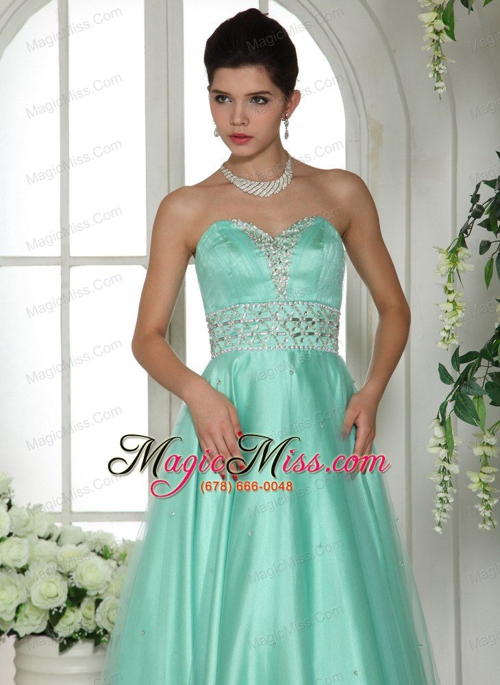 wholesale apple green sweetheart beaded and rhinestones prom dress for custom made in dearborn