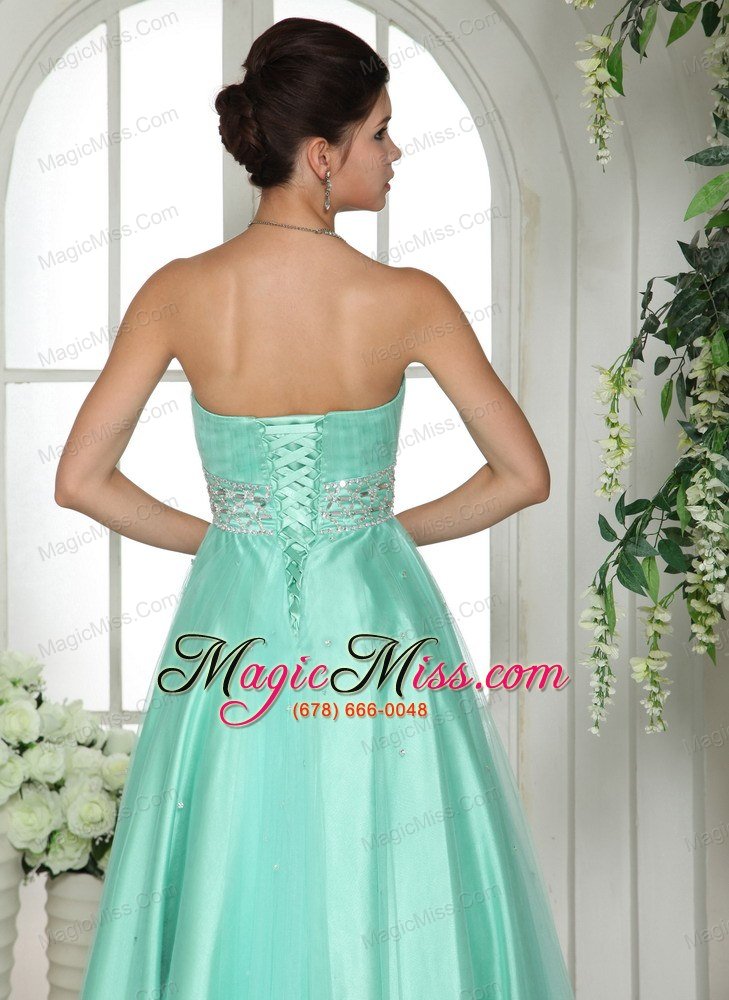 wholesale apple green sweetheart beaded and rhinestones prom dress for custom made in dearborn