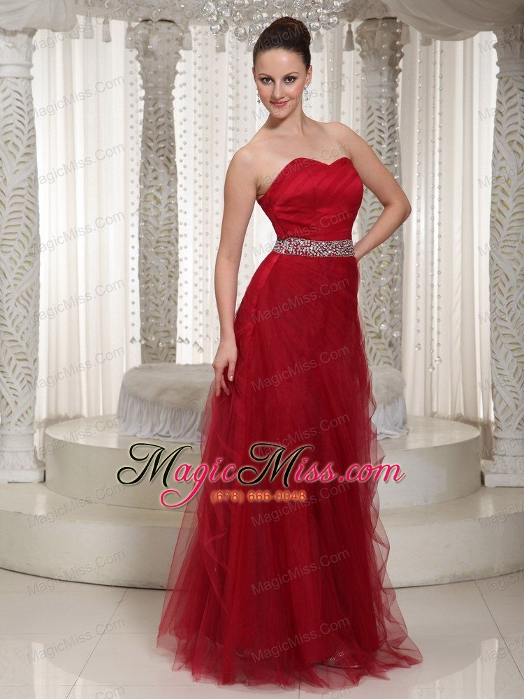 wholesale beaded embellishment floor-length tulle sweetheart prom dress for wear