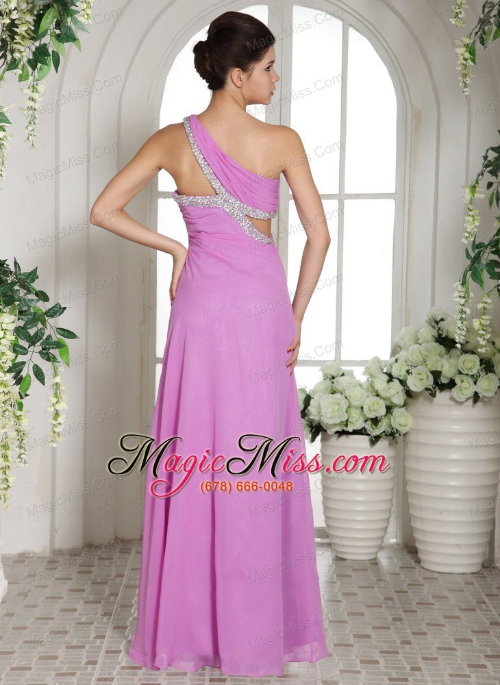wholesale custom made slit lavender one shoulder 2013 prom celebrity dress with ruch and beading in new hampshire