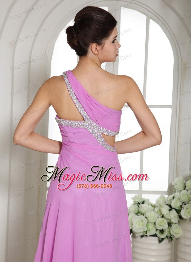 wholesale custom made slit lavender one shoulder 2013 prom celebrity dress with ruch and beading in new hampshire