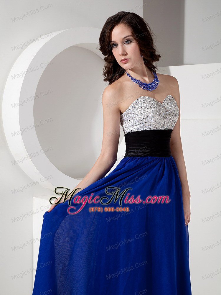 wholesale blue empire sweetheart floor-length chiffon beading prom dress