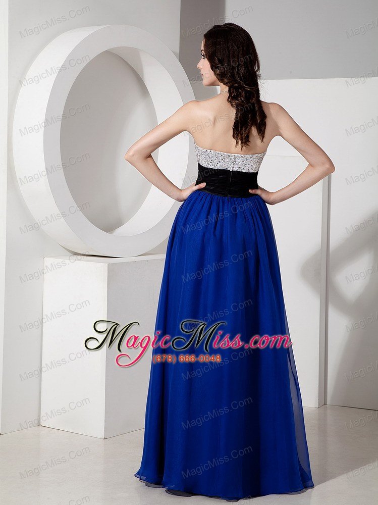 wholesale blue empire sweetheart floor-length chiffon beading prom dress