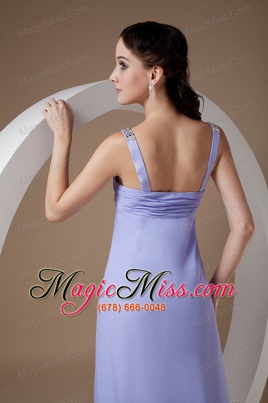 wholesale lilac empire straps floor-length chiffon beading prom / evening dress