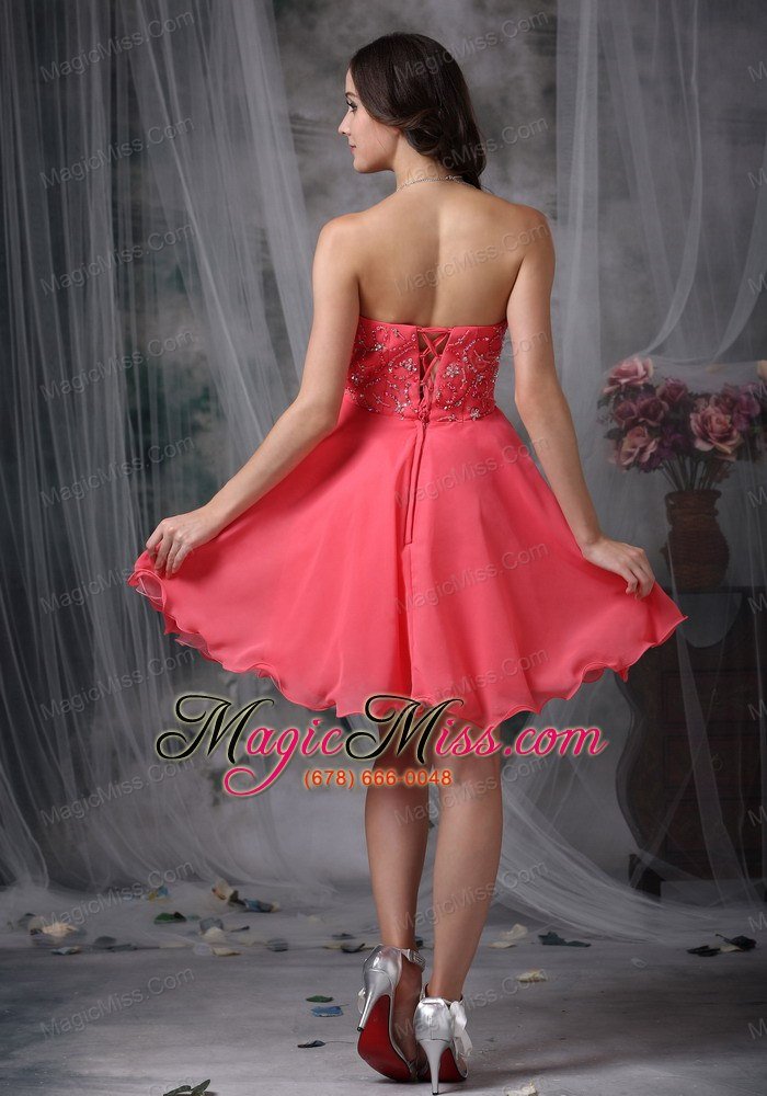 wholesale the super hot cocktail dress coral red a-line / pricess sweetheart chiffon beading mini-length