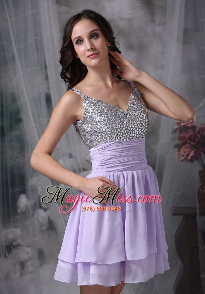 wholesale customize lialc empire straps short prom / homecoming dress chiffon beading mini-length