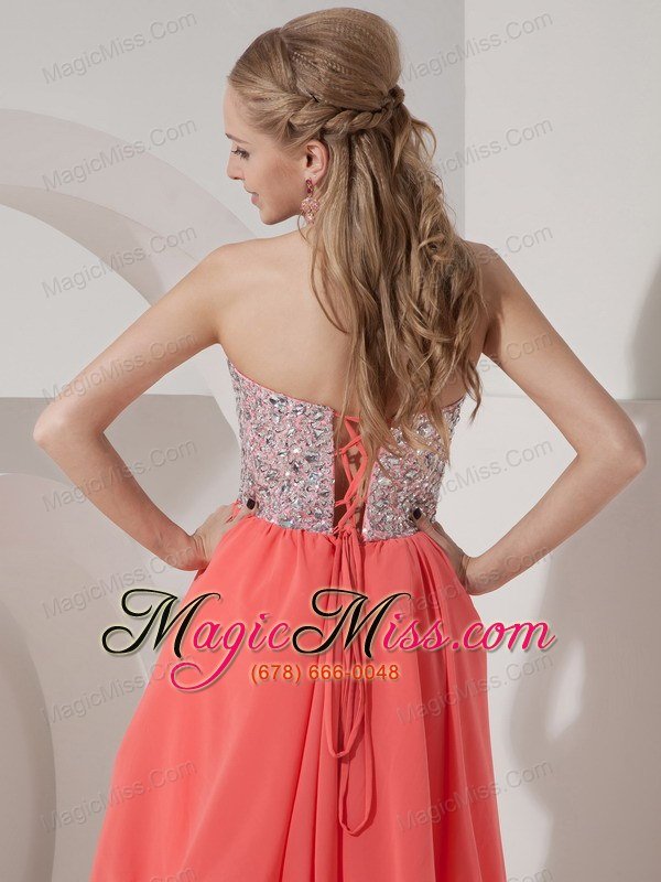 wholesale lovely rust red empire sweetheart homecoming dress organza and chiffon beading mini-length
