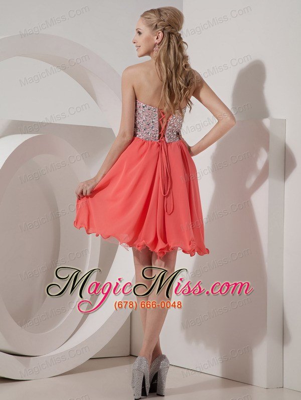 wholesale lovely rust red empire sweetheart homecoming dress organza and chiffon beading mini-length