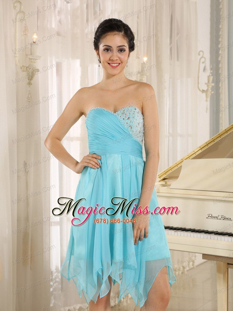 wholesale aqua sweetheart short homecoming dress with beaded decotate in abbeville alabama