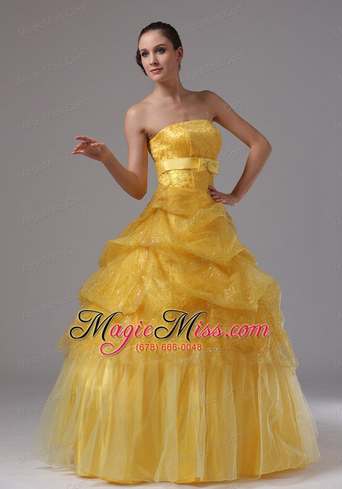 wholesale bishop california city gold and sashes for 2013 quinceanera dress with pick-ups