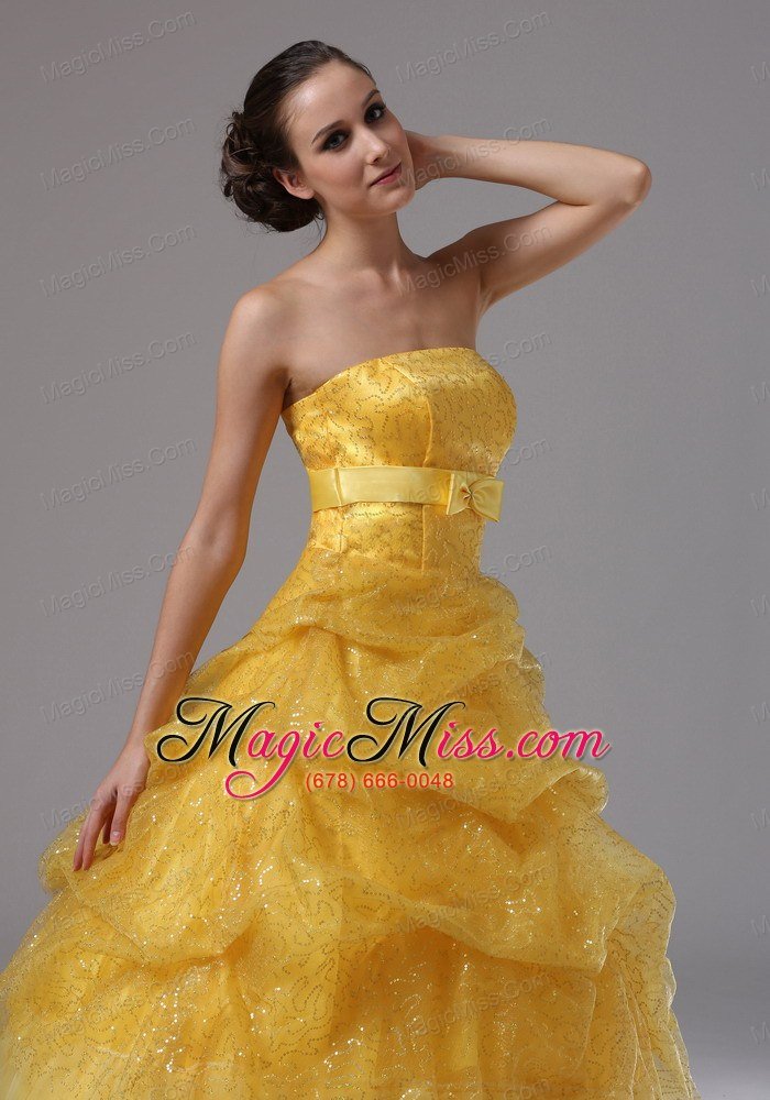 wholesale bishop california city gold and sashes for 2013 quinceanera dress with pick-ups