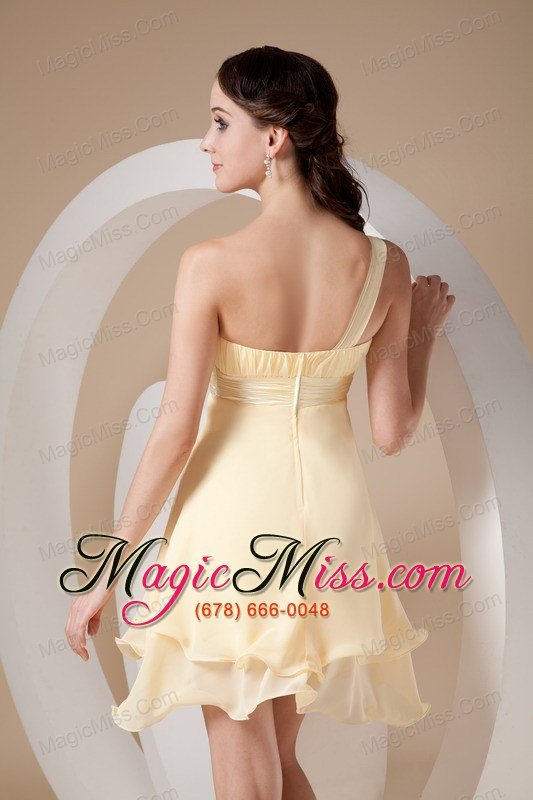 wholesale sweet light yellow a-line prom dress strapless organza beading mini-length