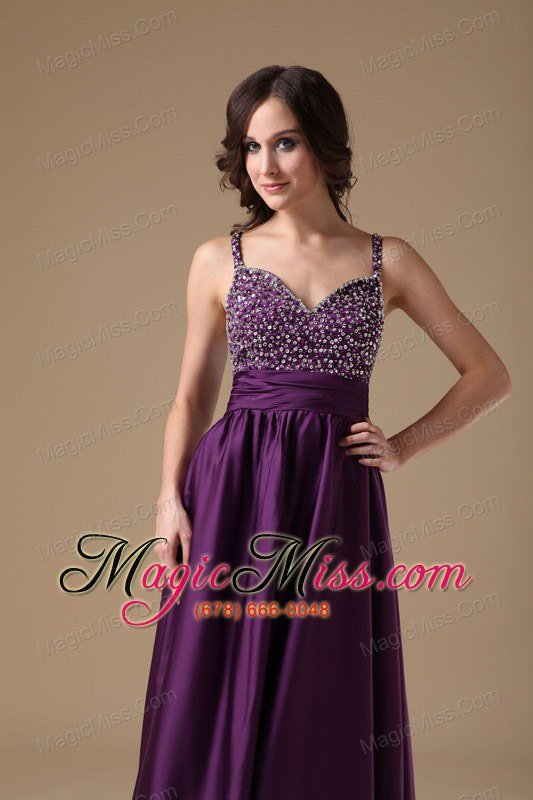 wholesale modest purple straps prom dress chiffon beading