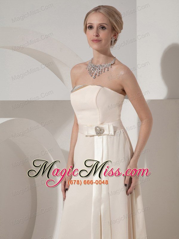 wholesale custom made of white prom dress empire strapless chiffon beading floor-length