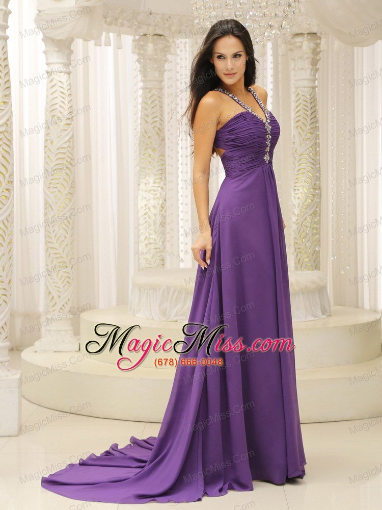wholesale v-neck beaded decorate shoulder ruched bodice for prom dress in new jersey