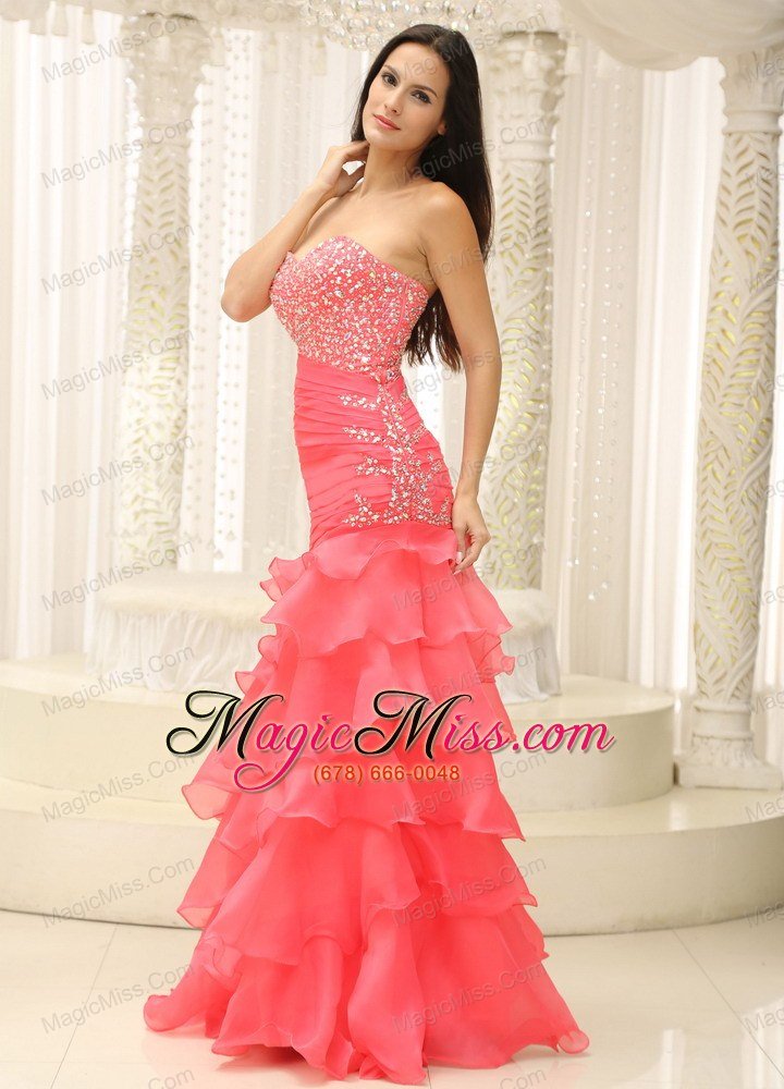 wholesale mermaid sweetheart beaded decorate bust ruched bodice and layers for 2013 prom dress customize