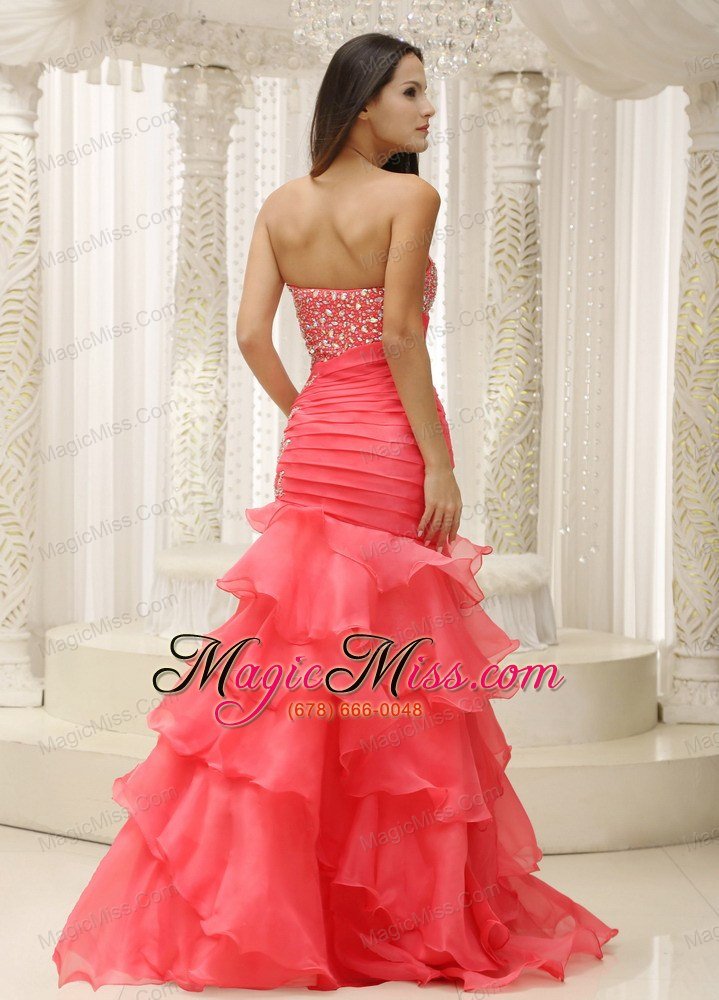 wholesale mermaid sweetheart beaded decorate bust ruched bodice and layers for 2013 prom dress customize
