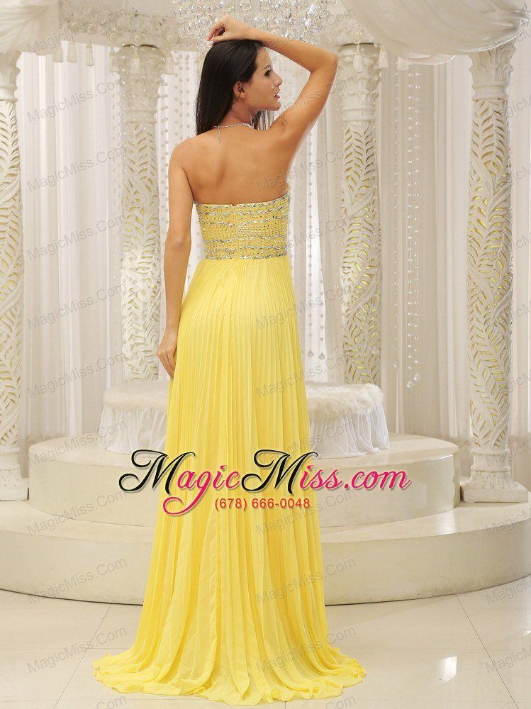 wholesale yellow sweetheart and beaded decorate bust pleat for 2013 prom dress