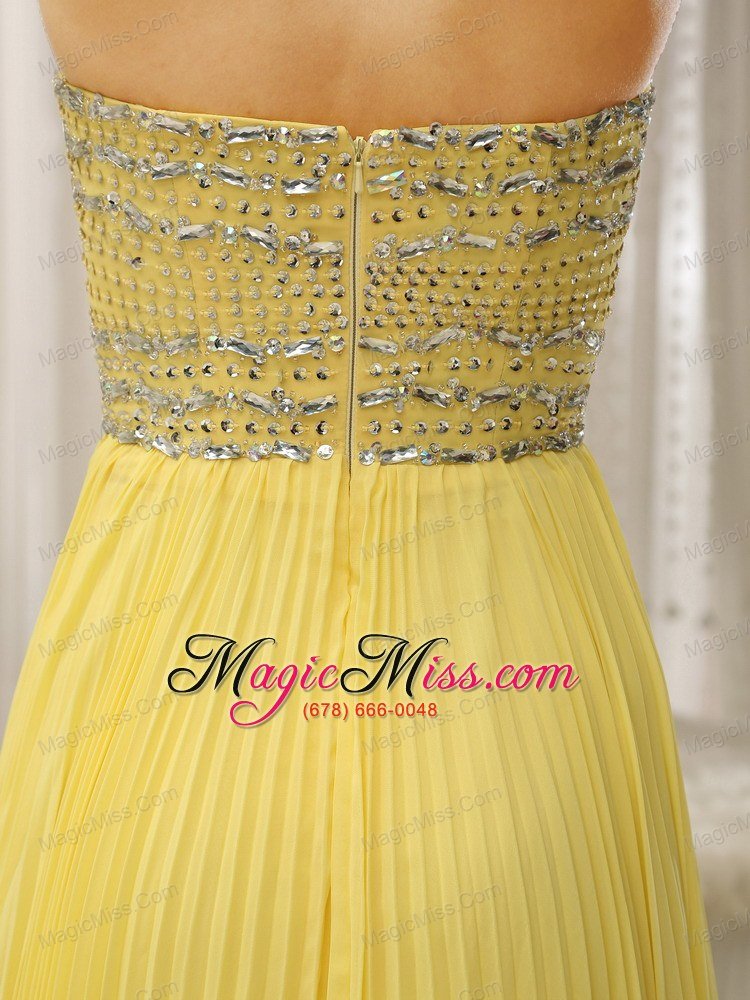 wholesale yellow sweetheart and beaded decorate bust pleat for 2013 prom dress