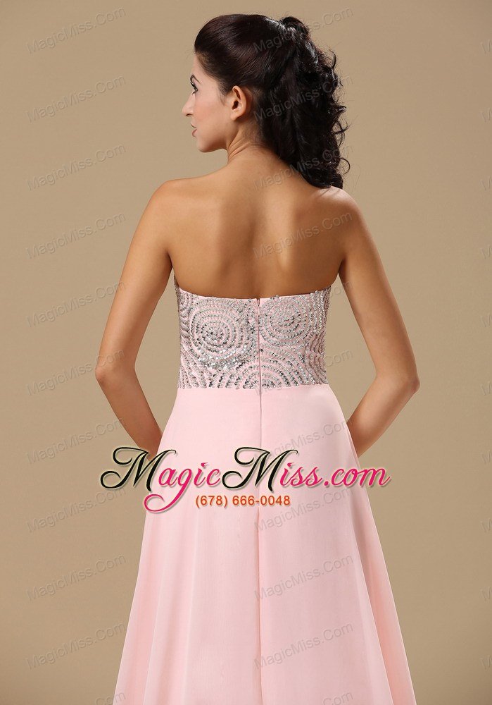 wholesale missoula beaded decorate up bodice sweetheart neckline light pink chiffon brush train 2013 prom celebrity dress