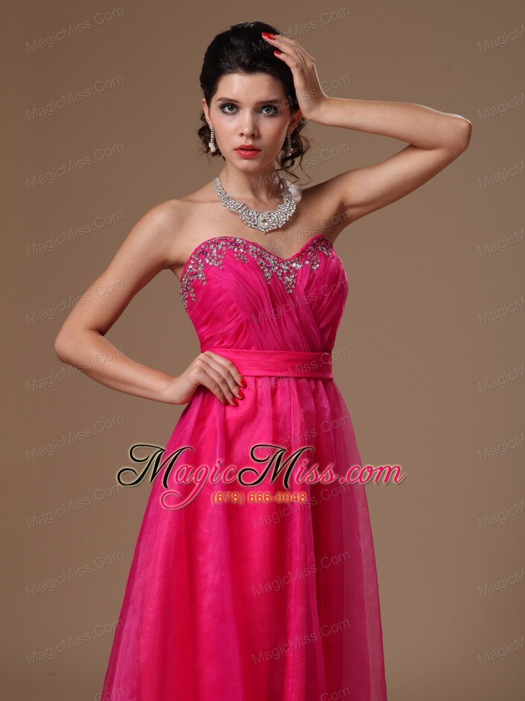 wholesale hot pink beaded empire sweetheart custom made in decatur alabama prom dress