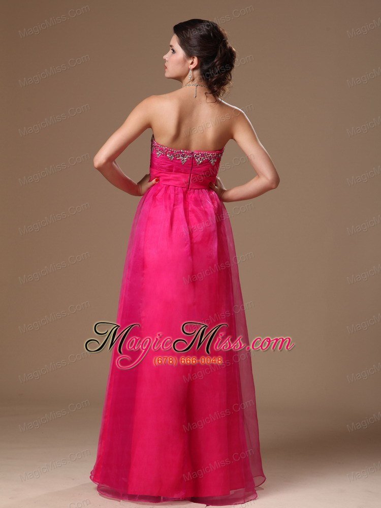 wholesale hot pink beaded empire sweetheart custom made in decatur alabama prom dress