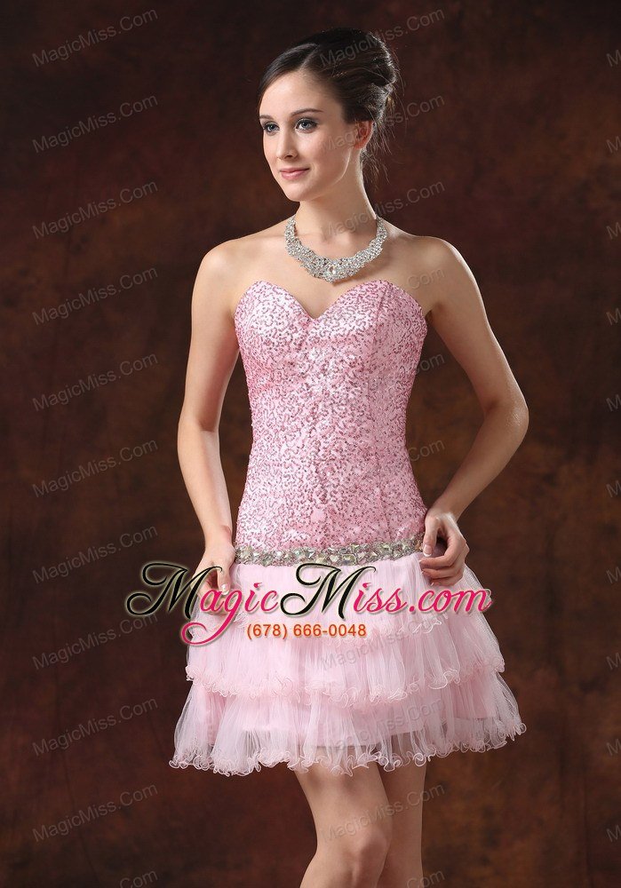 wholesale sequin and tulle sweetheart neckline mini-length beaded decorate wasit 2013 prom / homecoming dress
