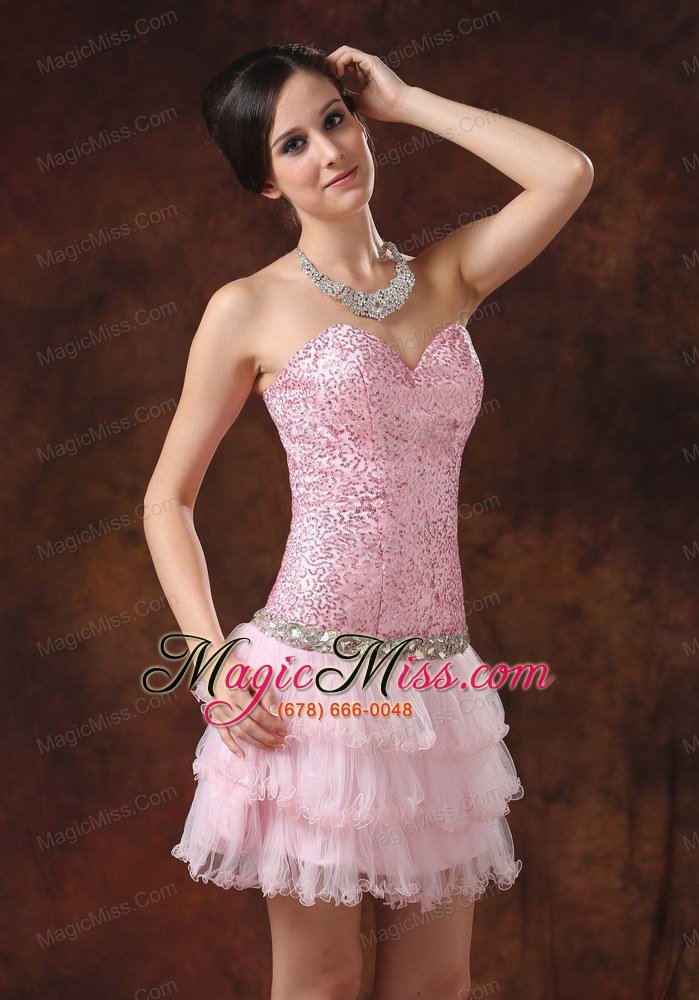 wholesale sequin and tulle sweetheart neckline mini-length beaded decorate wasit 2013 prom / homecoming dress