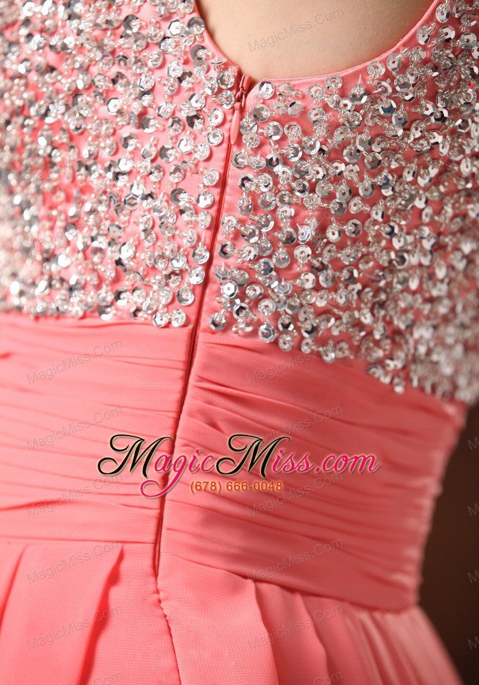 wholesale springfield beaded decorate straps and bust ruch watermelon red chiffon floor-length 2013 prom / evening dress