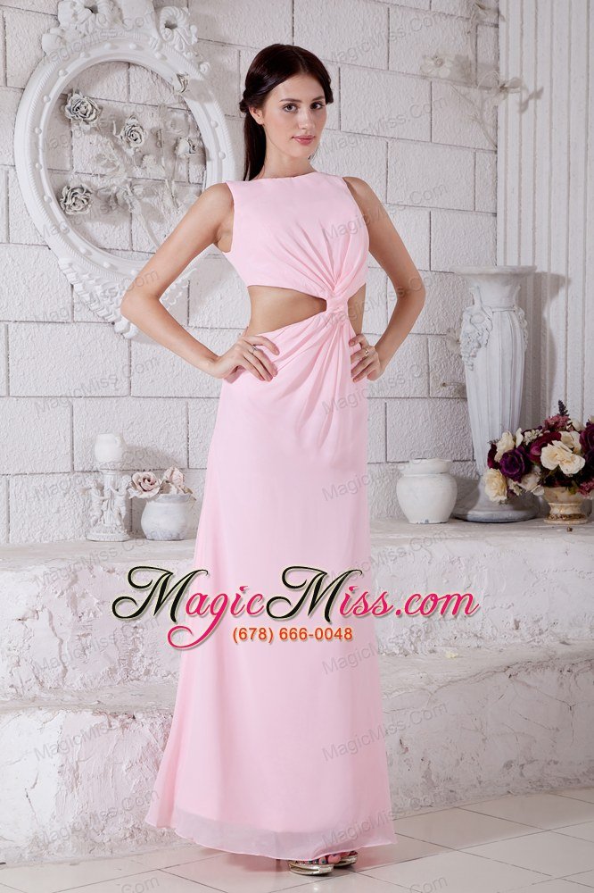 wholesale baby pink prom / evening dress empire bateau ankle-length chiffon
