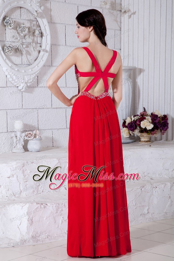 wholesale sexy red prom / evening dress backless chiffon beading