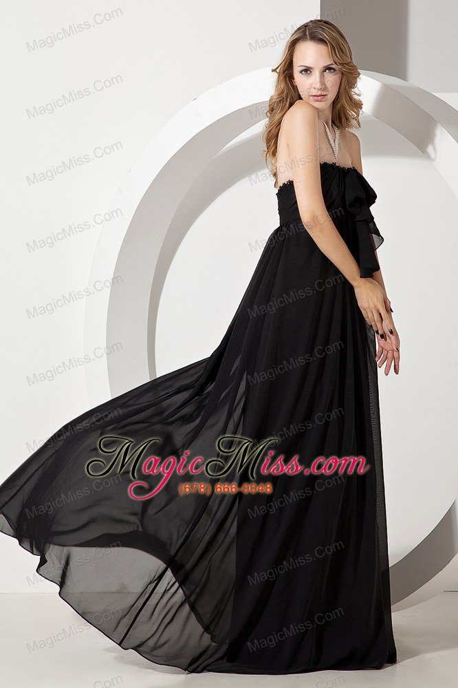 wholesale black empire strapless beading bridesmaid dress floor-length chiffon