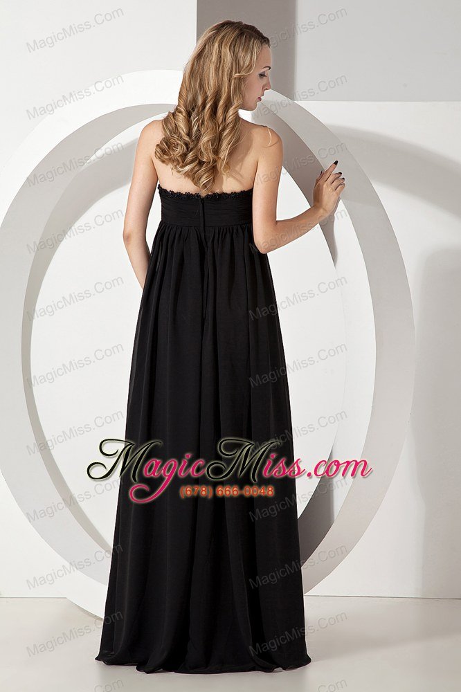 wholesale black empire strapless beading bridesmaid dress floor-length chiffon