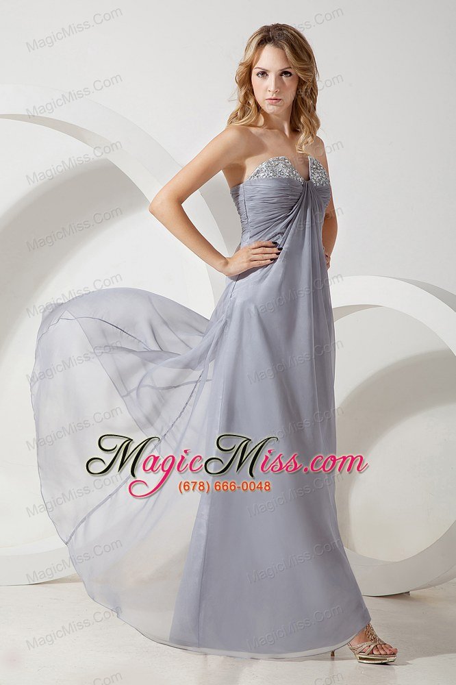 wholesale silver grey high quality chiffon strapless prom / homecoming dress