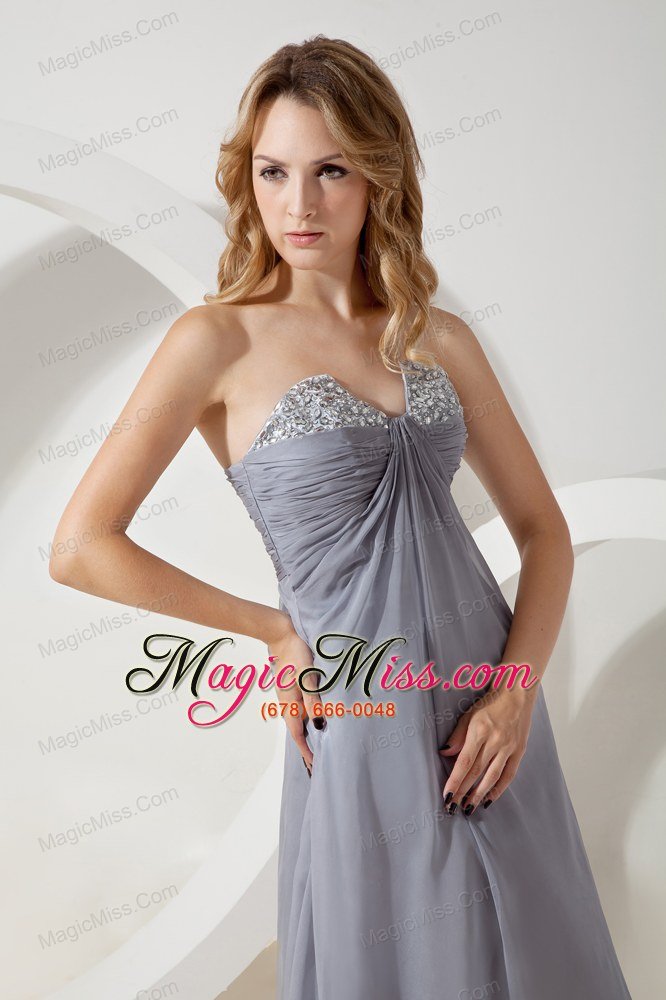 wholesale silver grey high quality chiffon strapless prom / homecoming dress