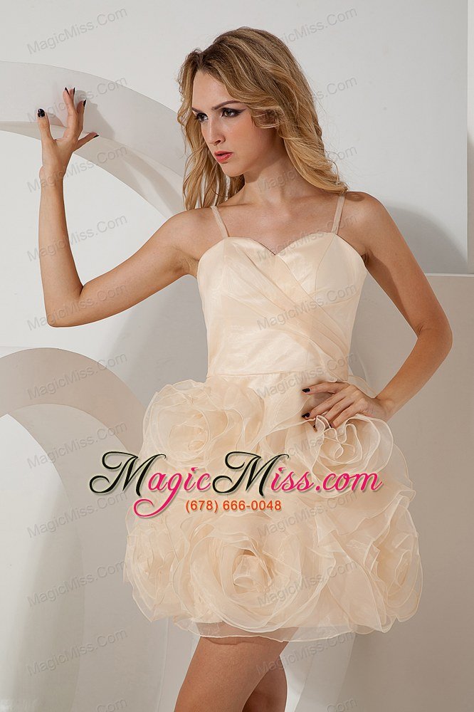 wholesale champagne a-line / pricess straps short prom / homecoming dress mini-length organza