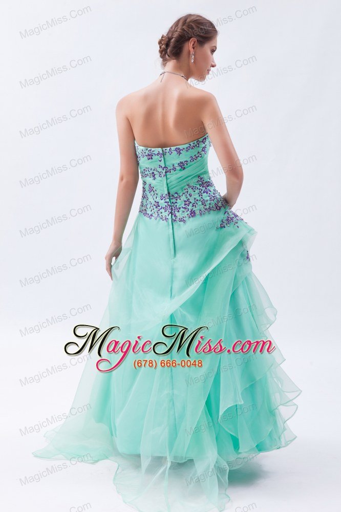 wholesale apple green empire sweetheart prom dress embroidery with beading floor-length organza