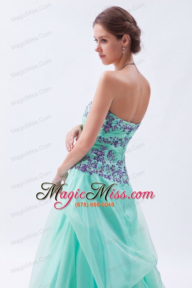 wholesale apple green empire sweetheart prom dress embroidery with beading floor-length organza