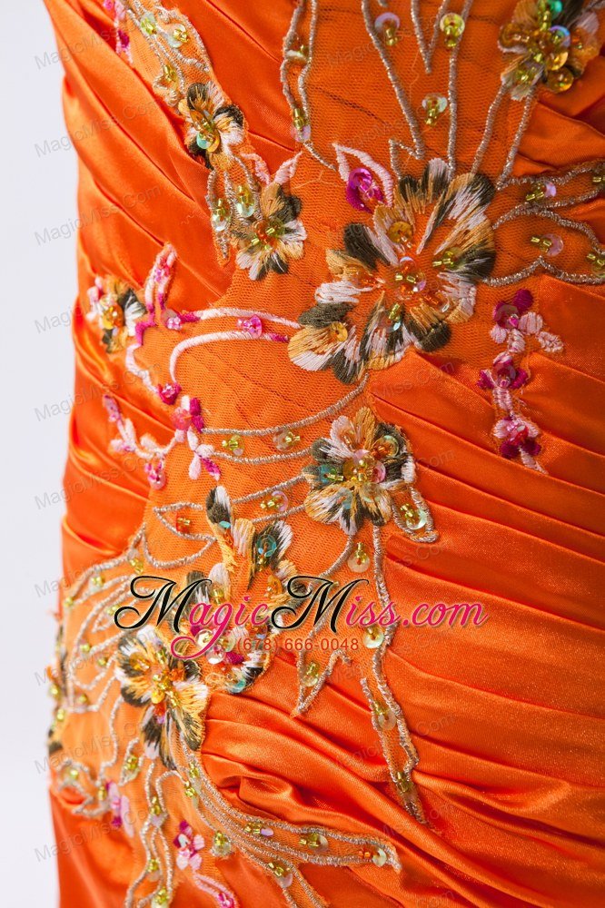 wholesale orange empire one shoulder brush train taffeta embroidery with beading prom dress