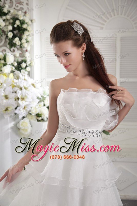 wholesale white empire strapless floor-length organza beading prom / evening dress