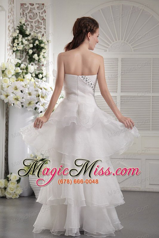 wholesale white empire strapless floor-length organza beading prom / evening dress