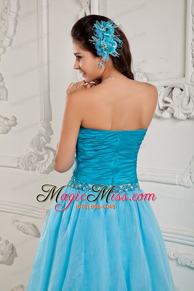 wholesale teal a-line / princess sweetheart floor-length chiffon beading prom dress